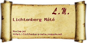 Lichtenberg Máté névjegykártya